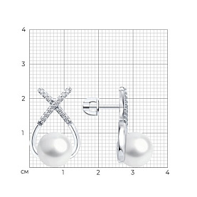 Серьги Diamant - Серебро 925, Жемчуг имитация, Фианит (арт. 94-122-02360-1)