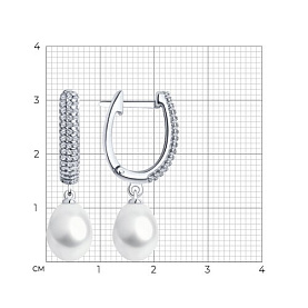 Серьги Diamant - Серебро 925, Жемчуг культивированный, Фианит (арт. 94-320-01952-1)