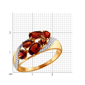 Кольцо SOKOLOV - Золото 585, Гранат, Фианит (арт. 713700)