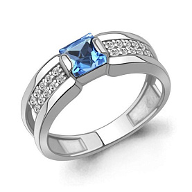 Кольцо Аквамарин - Серебро 925, Топаз, Фианит (арт. 65023005А.5)