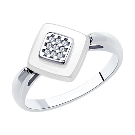 Кольцо Diamant - Серебро 925, Керамика, Фианит (арт. 94-110-01270-2)