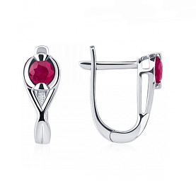 Серьги Platinum Lab. - Платина 950, Рубин (арт. ПС-209Р-01)