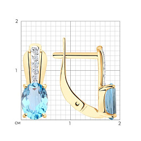 Серьги SOKOLOV - Золото 375, Топаз, Фианит (арт. 37725844)