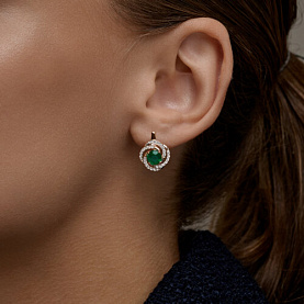 Серьги SOKOLOV - Золото 585, Агат, Фианит (арт. 729323)