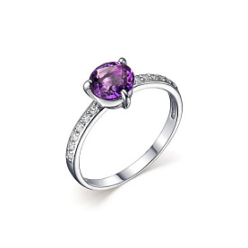 Кольцо Дар - Серебро 925, Аметист, Фианит (арт. К-3776рс40100)