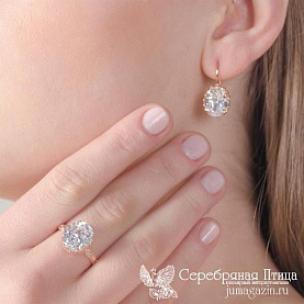 Серьги Красная пресня - Серебро 925, Фианит (арт. 3381552)