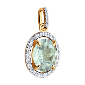 Подвеска Diamant - Золото 585, Празиолит, Фианит (арт. 51-330-02442-3)