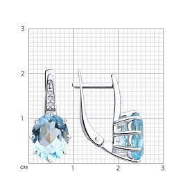 Серьги Diamant - Серебро 925, Топаз, Фианит (арт. 94-320-02054-1)