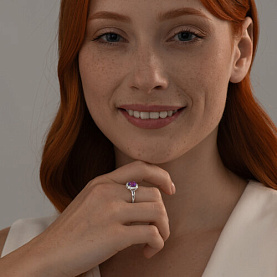 Кольцо SOKOLOV - Серебро 925, Аметист, Фианит (арт. 92011518)