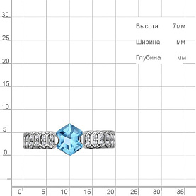 Кольцо Аквамарин - Серебро 925, Синтетический топаз, Фианит (арт. 65006892А.5)