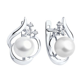 Серьги SOKOLOV - Серебро 925, Жемчуг культивированный, Фианит (арт. 92022958)