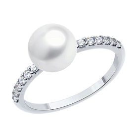 Кольцо SOKOLOV - Серебро 925, Жемчуг культивированный, Фианит (арт. 92014476)