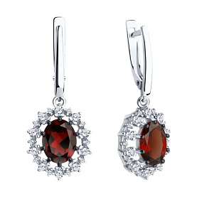 Серьги Diamant - Серебро 925, Гранат, Фианит (арт. 94-321-02042-2)