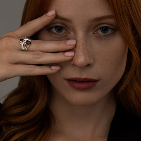 Кольцо SOKOLOV - Серебро 925, Гранат, Фианит, Хризолит, Цитрин (арт. 92011833)