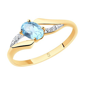Кольцо SOKOLOV - Золото 375, Топаз, Фианит (арт. 37715682)