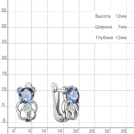 Серьги Аквамарин - Серебро 925, Топаз, Фианит (арт. 45029005А.5)