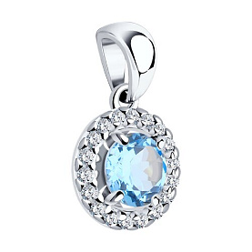 Подвеска SOKOLOV - Серебро 925, Топаз, Фианит (арт. 92030756)