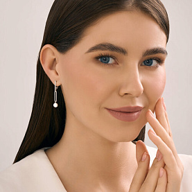 Серьги Diamant - Серебро 925, Жемчуг имитация (арт. 94-121-02378-1)