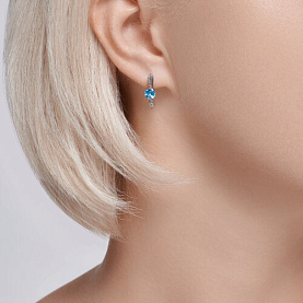Серьги SOKOLOV - Серебро 925, Топаз, Фианит (арт. 92022839)