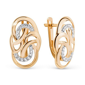 Серьги ЮФ Династия - Золото 585, Фианит (арт. 020202-1102)