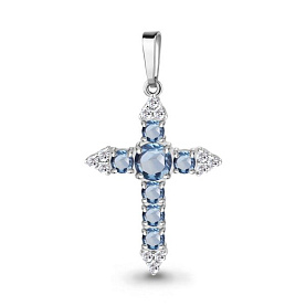 Подвеска Аквамарин - Серебро 925, Топаз, Фианит (арт. 2471305А.5)