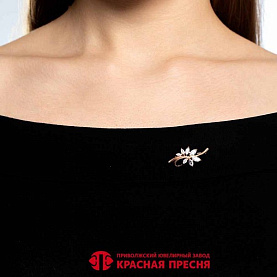 Брошь Красная пресня - Серебро 925, Фианит (арт. 13815847)