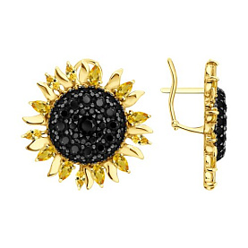 Серьги Diamant - Серебро 925, Фианит, Цитрин (арт. 93-320-00213-1)