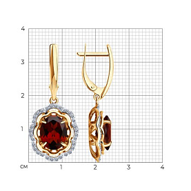 Серьги Diamant - Золото 585, Гранат, Фианит (арт. 51-321-02510-2)