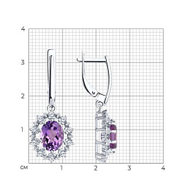 Серьги Diamant - Серебро 925, Аметист, Фианит (арт. 94-321-02042-3)