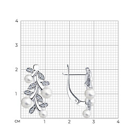 Серьги SOKOLOV - Серебро 925, Жемчуг синтетический, Фианит (арт. 94026058)