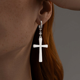 Серьги SOKOLOV - Серебро 925, Керамика, Фианит (арт. 94023983)