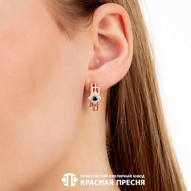 Серьги Красная пресня - Серебро 925, Фианит (арт. 33813575Д1)