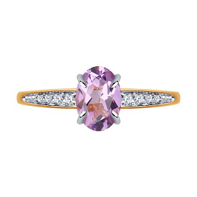 Кольцо SOKOLOV - Золото 585, Аметист, Фианит (арт. 51-310-01933-2)