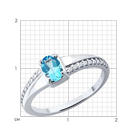 Кольцо SOKOLOV - Серебро 925, Топаз, Фианит (арт. 92014882)