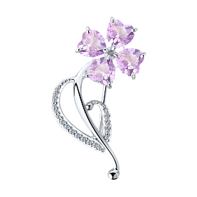 Брошь SOKOLOV - Серебро 925, Аметист, Фианит (арт. 92040084)