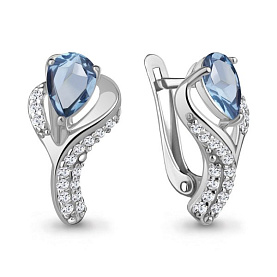 Серьги Аквамарин - Серебро 925, Топаз swiss (арт. 4960305А.5)