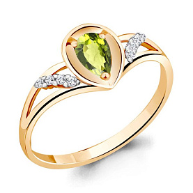 Кольцо Аквамарин - Золото 375, Фианит, Хризолит (арт. 6939707А.8)