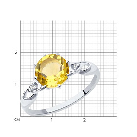 Кольцо SOKOLOV - Серебро 925, Фианит, Цитрин (арт. 92011089)