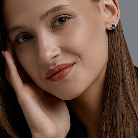 Серьги SOKOLOV - Серебро 925, Сапфир, Фианит (арт. 62020027)