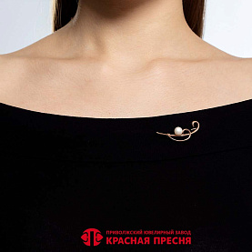 Брошь Красная пресня - Серебро 925, Жемчуг культивированный (арт. 13315917)