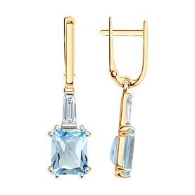 Серьги Diamant - Золото 585, Топаз, Фианит (арт. 51-321-02433-1)