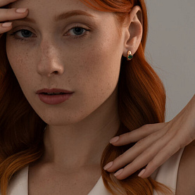 Серьги SOKOLOV - Серебро 925, Синтетический изумруд, Фианит (арт. 82020011)