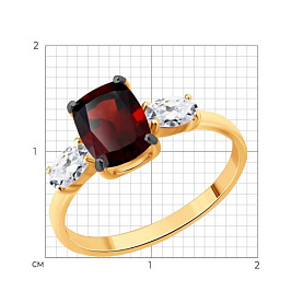 Кольцо SOKOLOV - Серебро 925, Гранат, Фианит (арт. 92014656)