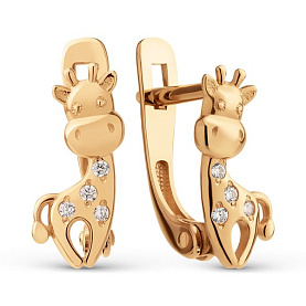 Серьги ЮФ Династия - Золото 585, Фианит (арт. 031672-1100)