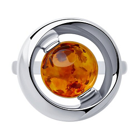 Кольцо SOKOLOV - Серебро 925, Янтарь пресс. (арт. 83010056)