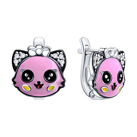 Серьги Diamant - Серебро 925, Фианит, Эмаль (арт. 94-120-00097-1)