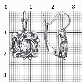Серьги Красная пресня - Серебро 925, Фианит (арт. 33815082)