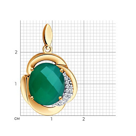 Подвеска SOKOLOV - Серебро 925, Агат, Фианит (арт. 92030801)