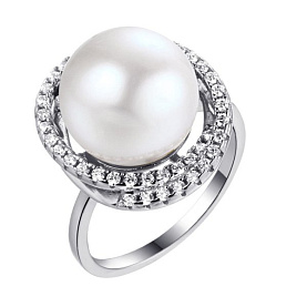 Кольцо FRESH - Серебро 925, Жемчуг культивированный, Фианит (арт. PI-R00785-X-W-PN-X-W)