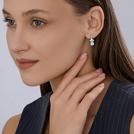 Серьги SOKOLOV - Серебро 925, Топаз, Фианит (арт. 92023197)